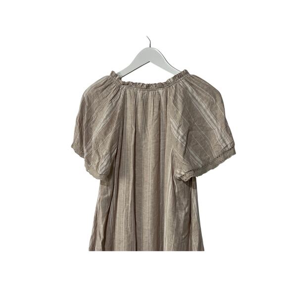 CUPIO WOMENS SIZE LARGE SPLIT NECK RAGLAN SLEEVE MINI DRESS NEUTRAL BEIGE NEW - Picture 9 of 13